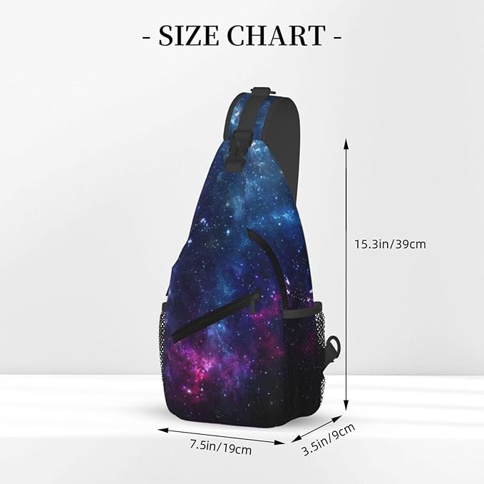 QFXUYNG Purple Galaxy Adult Sling Bag Unisex Chest Bags Crossbody Backpack Casual Daypacks Shoulder Bag for Women Men Cycling Hiking Travel
