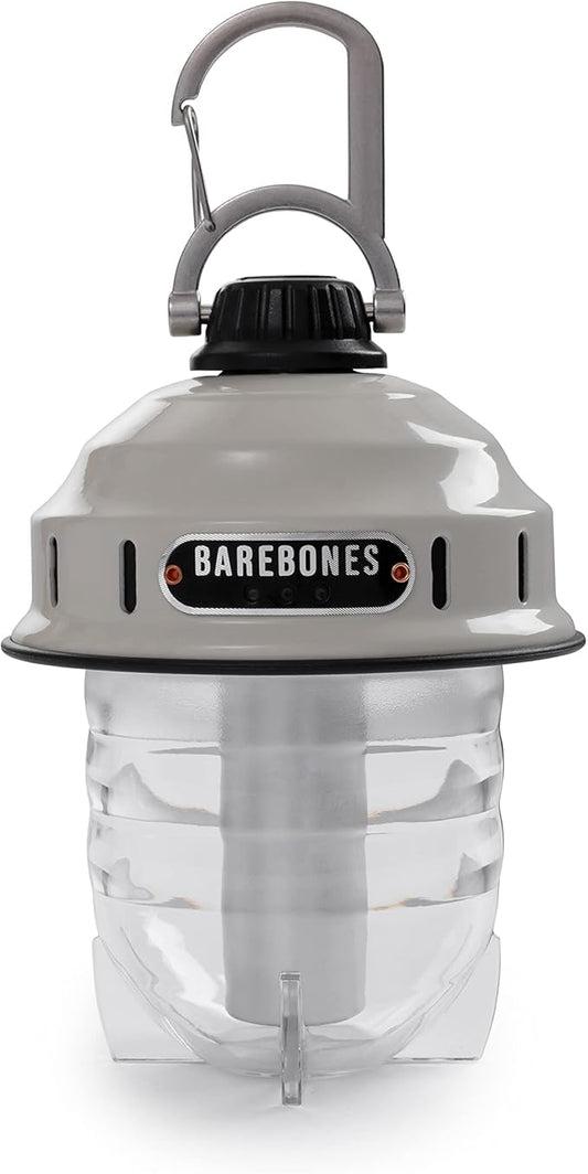 Barebones Beacon Hanging Light – Vintage White, Rechargeable LED Camping Lantern with Adjustable Brightness – Weatherproof Vintage-Style Hanging Lantern for Outdoor Adventures and Year-Round Use