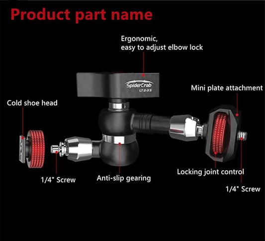 IFOOTAGE Magic Arm Clamp Adjustable Friction Power Articulating Magic Arm with 1/4" Thread Screw and Cold Shoe Mount for DSLR Camera Rig/Monitor/LED Lights (5.5Inc)