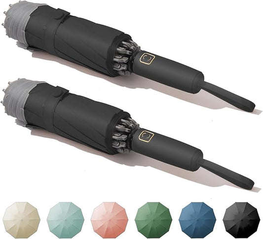 Windproof Travel Umbrella for Rain, Large Portable Reverse Folding Car Umbrella, Inverted Design, Compact Auto Open Close with Durable Waterproof Canopy, Fits Backpack/Women Men, 45.6 Inch