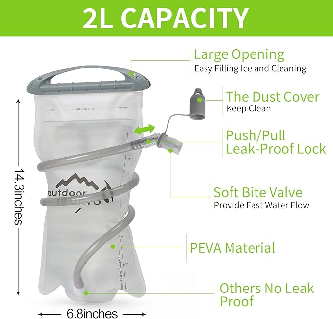 Hydration Pack Backpack, Lightweight Water Backpack with 2L Leakproof Hydration Bladder Daypack for Men Women,Running Hydration Vest for Outdoor Trail