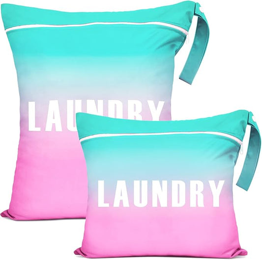 2 Pcs Large Travel Laundry Bags - Waterproof Wet Dry Bags for Gym Clothes, Swimming, Yoga