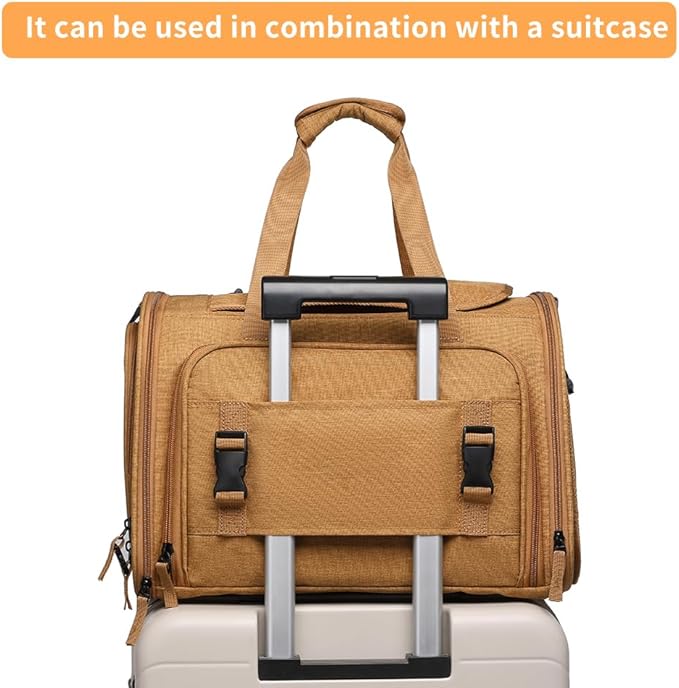 Pet Backpack Carrier for Small Dogs Medium Cats, Puppies,Breathable and Collapsible Design, Portable Travel Bag for Bearded Dragon,Rabbit Cage (Brown +One-Shoulder, Small)