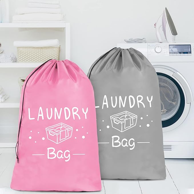 Sylfairy 2 Pack Extra Large Travel Laundry Bag, Dirty Clothes Organizer with Drawstring,Heavy Duty Travel Laundry Bags,Easy Fit a Laundry Hamper Travel Essentials