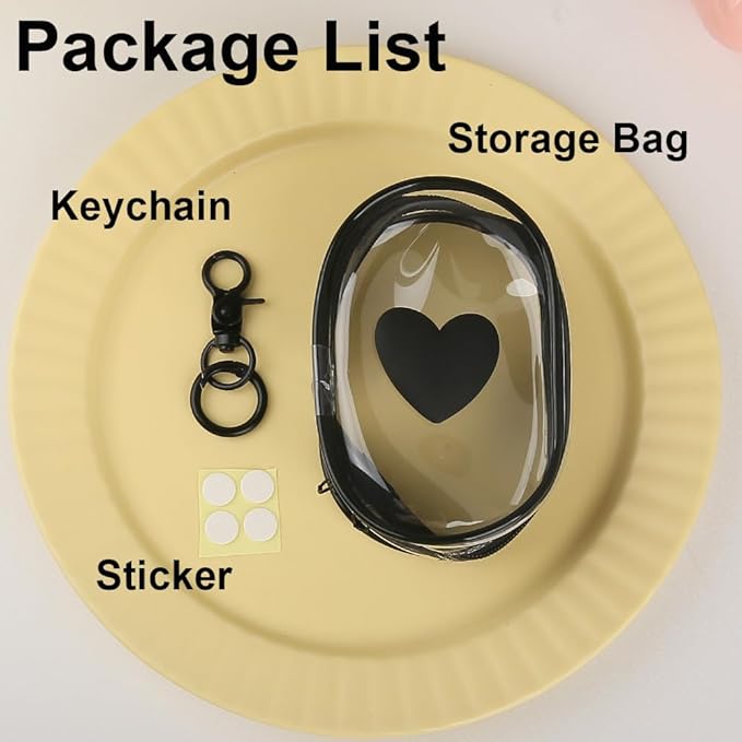 Charging Cable Storage Bag, Lovely 3D Love Heart Waves Design Transparent Compact Travel Cables Carrying Storages Case Electronic Accessories Charger Cord Wire Organizer, Black Love