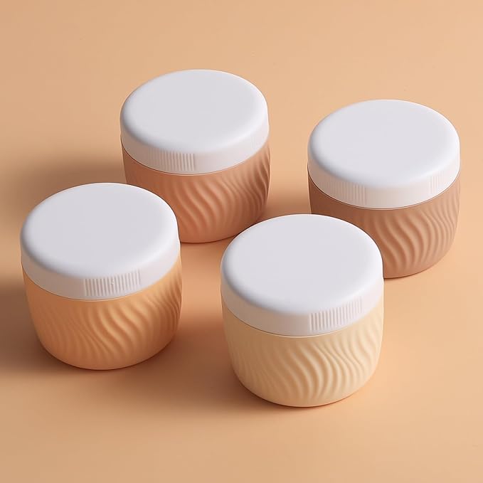 Travel Containers for Toiletries, Silicone Cream Jars BPA-Free, TSA Approved 3oz Travel Size Containers, Leak-proof Portable Size Silicone Jars with Lid for Face Hand Body Cream (4 Pack)