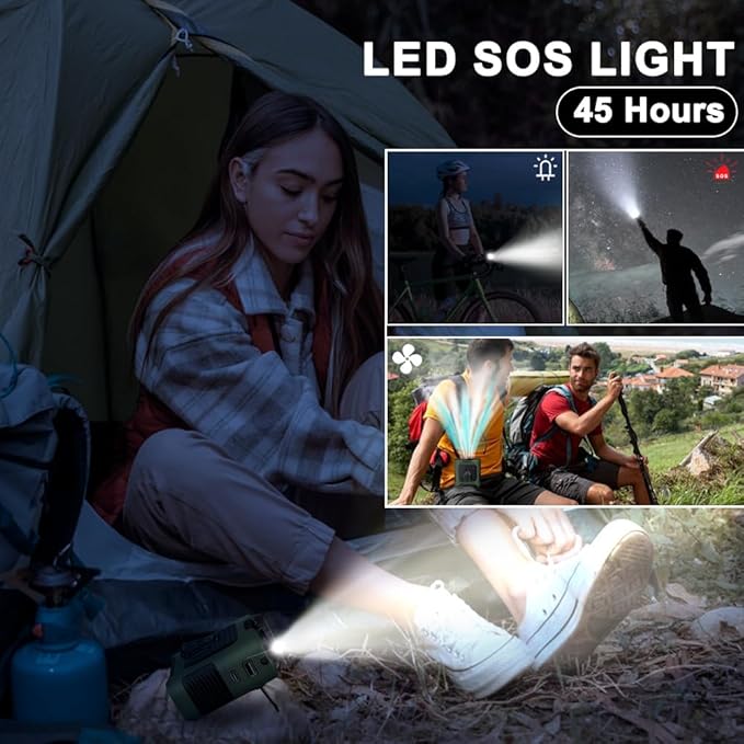 AINFTIME 2025 Portable Waist Clip Body Fan 10000mAh Personal Wearable 6-40H Powerful Outdoor (10000mAH / Green)