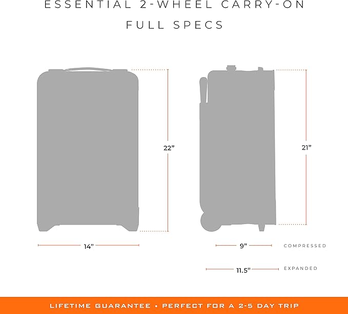 Briggs & Riley Essential 22" 2-Wheel Expandable Carry On - Luggage for Travel, Suitcases with Wheels, Softside Rolling Bag for Men & Women, Self-Repairing Zipper - Baseline Collection, Navy