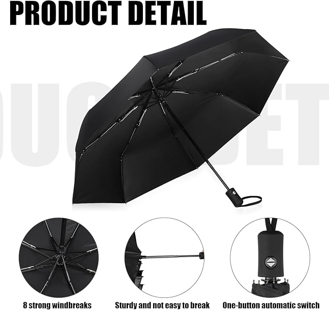Jexine 6 Pcs Travel Compact Umbrella Automatic Open Close Windproof Small Light Backpack Purse Car Portable Collapsible Umbrella for Rain, Men Women