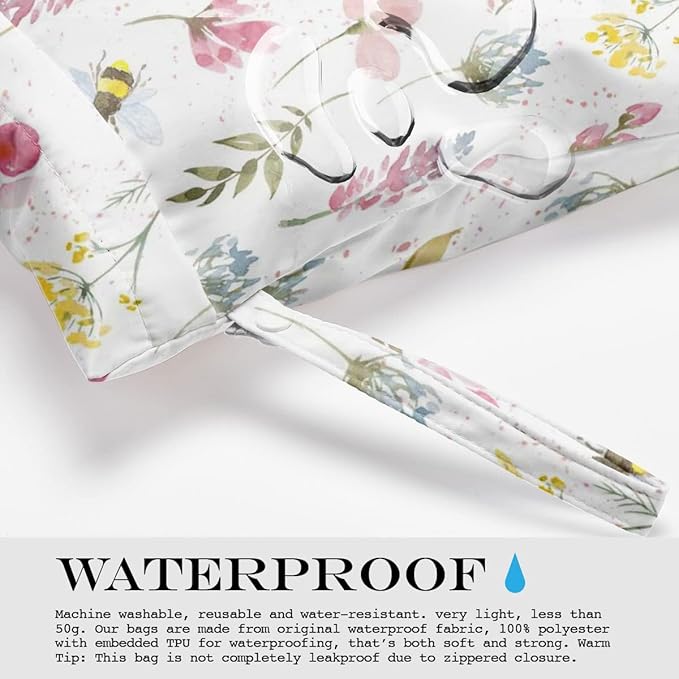 2 Pcs Wet Bag, Wet Dry Bag, Wet Bag for Swimsuit, Travel, Beach, Pool, Diapers, Dirty Yoga Gym Clothes, Toiletries, Makeup Bag, Boho Heart Decor Romantic Gifts for Birthday Wedding.