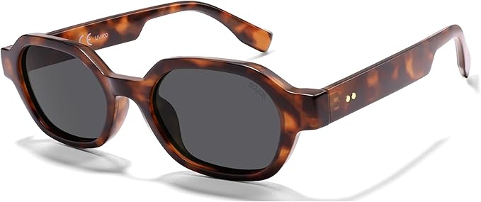 SOJOS Retro Polarized Hexagon Sunglasses for Women Men, UV400 Trendy Rectangle 70s 80s 90s Shades SJ2389