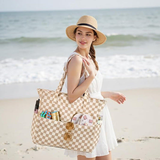 Bluboon Waterproof Beach Tote Pool Bags for Women Ladies Extra Large Carry On Bag With Wet Compartment for Weekender Travel