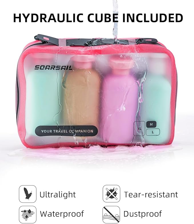 6 Set Compression Packing Cubes for Travel, Large Medium Small Luggage Organizers, Storage Bags for Clothes (6 Pack, Rose Red)