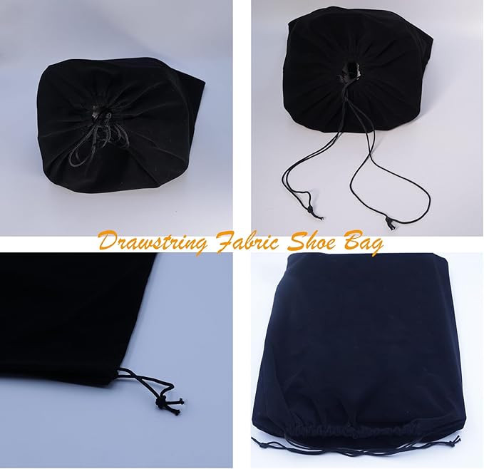 Large Shoe Bags for Travel Storage, Black Flocking Fabric Organizer for Luggage Suitcase and Shoe Rack, Portable Dust Proof Drawstring Essentials for Men Women GYM Packing