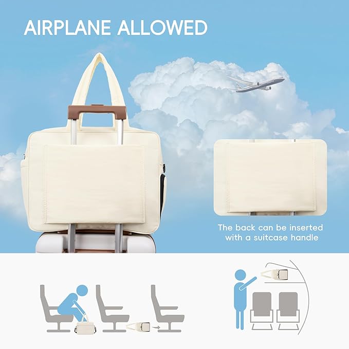 CLUCI Weekender Travel Bag for Women Puffer Tote Bag Carry On Duffle Overnight Bags with Shoe Compartment