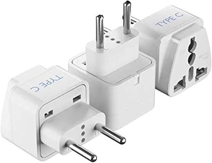 Ceptics European Travel Plug Adapter (Type C), Universal to European EU, Power Charge your Electronics in Italy, Greece, Germany, Outlet Adaptor 3 Pack