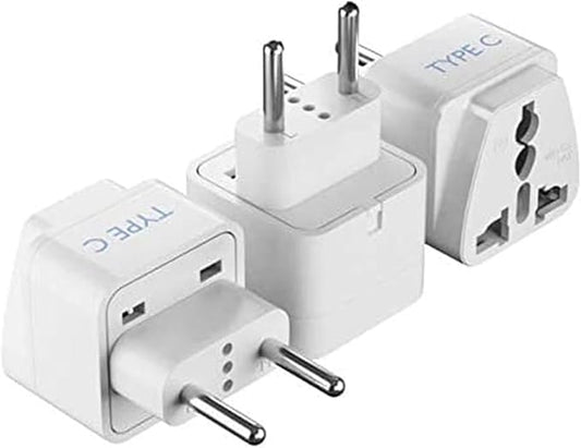 Ceptics European Travel Plug Adapter (Type C), Universal to European EU, Power Charge your Electronics in Italy, Greece, Germany, Outlet Adaptor 3 Pack