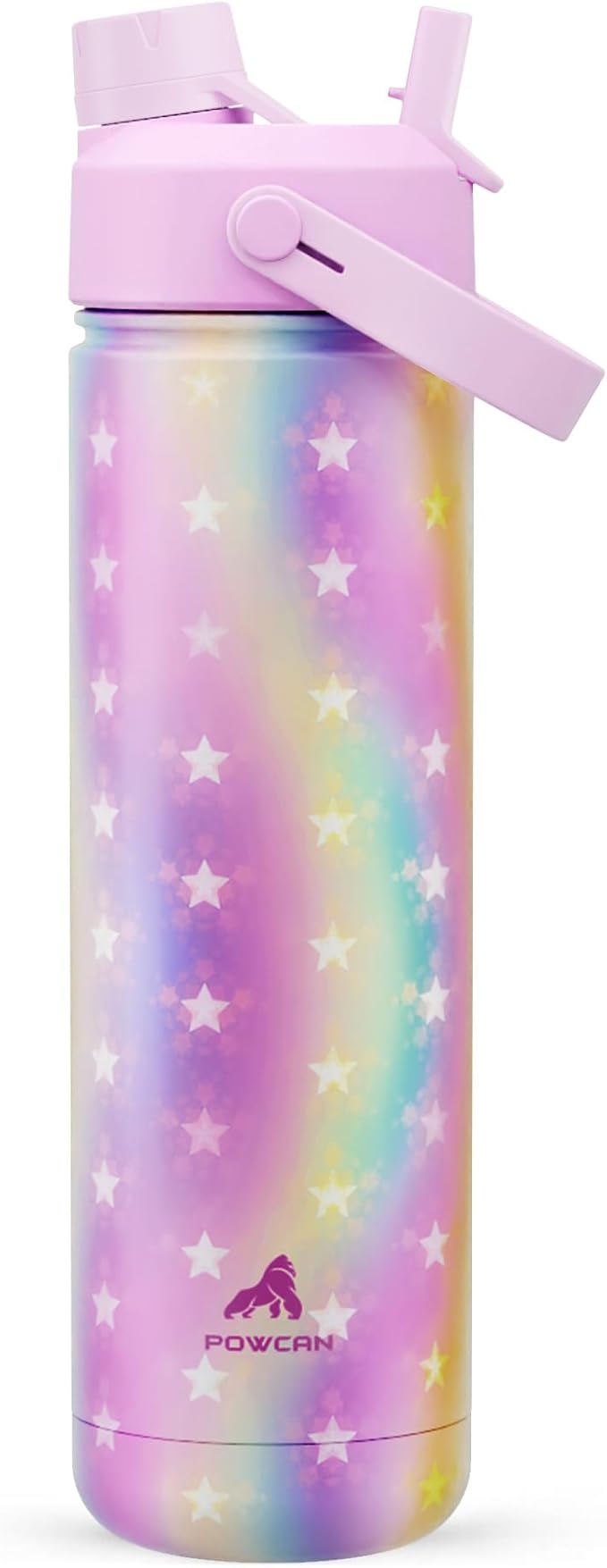 POWCAN 26 oz Insulated Water Bottle with 2-in-1 Straw and Spout Lid, Keep Cold 24H, Leak-Proof, Fits in Car Cup Holder, Stainless Steel Water Bottle for Sports, Travel, and School (Starlight Cascade)