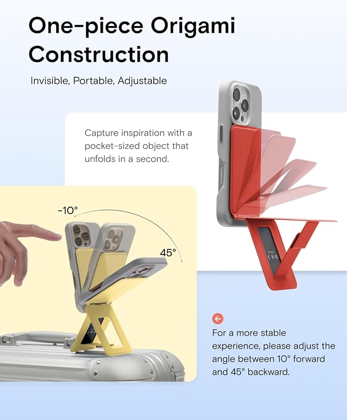 MOFT Phone Tripod Stand Selfie Stick for iPhone, Multi-Angles iPhone Stand, Lightweight & Portable Phone Holder, Strong Magnets, MOVAS Vegan Leather, Travel Essentials,Soothing Mist(Without Card Slot)