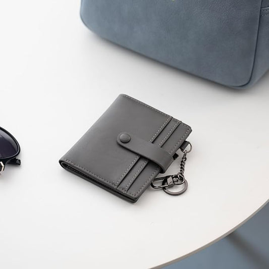 Alldaily Slim Keychain Wallet for Women, RFID Blocking Small Bifold Travel Credit Card Holder (Grey)