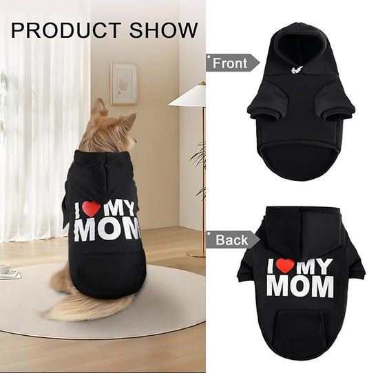 BAOBICUTE Dog Basic Hoodie Soft Dog Clothes Cold Weather Sweaters for Medium Large Dogs Cozy Fabric Warm Sweatshirt with Leash Hole (I Love My DAD, XS (Back: 10",Chest: 14.8"))