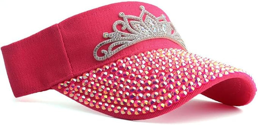 Sparkle Glitter Summer Rhinestone UPF 50+ Bling Ladies Sun Visor for Women Outdoor Sports Fashion Golf Hat