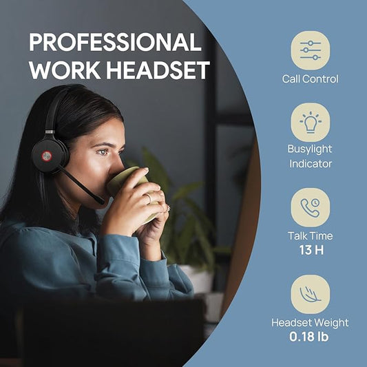 Yealink WH62 Mono Teams DECT Wireless Headset with Base,525 Ft Long Range Work Single Ear Headphones for Desk Phone and PC,Telephone Headset with Noise Cancelling Mic,Ringer,13H Talk Time