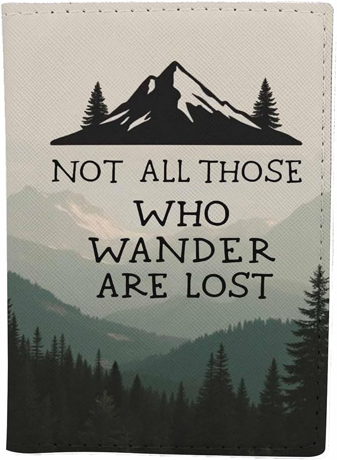 Mountain Passport Holder for Travel Not All Those Who Wander Are Lost PU Leather Passport Cover Wallet Cute Passport Card Holder for Women and Men