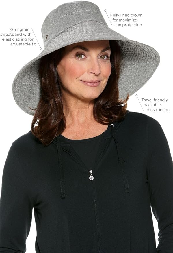 Women's Beach Hat - UPF 50+ Sun Protection - Brittany in Black/White