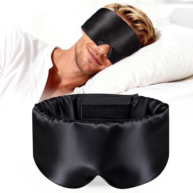 Silk Sleep Mask – 100% Mulberry Silk Eye Mask for Sleeping, Soft Slip Feel, Adjustable Headband, Blackout for Side Sleepers, Men & Women