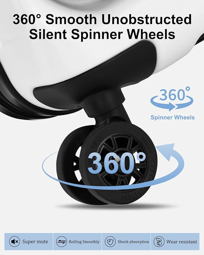 Luggage Sets 2 Pieces, 20 Inch Carry On Luggage and Expandable 28 Inch Checked Luggage with Spinner Wheels, Lightweight ABS+PC Hard Shell Suitcase with Front Opening, TSA Lock (White, 20/28)