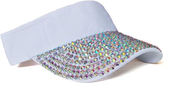Sparkle Glitter Summer Rhinestone UPF 50+ Bling Ladies Sun Visor for Women Outdoor Sports Fashion Golf Hat