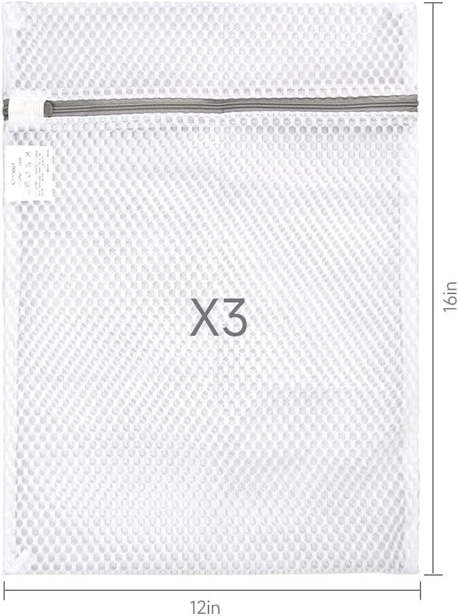 GOGOODA Mesh Laundry Bags for Delicates, 3-Pack Durable Honeycomb Washing Bags – Protective Zipper Bags for Lingerie, Bras, Baby Clothes in Washing Machine and Dryer