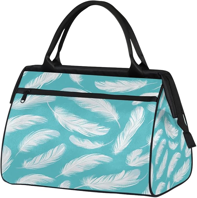 Large Travel Duffle Bag for Women Men,Waterproof Weekender Overnight Bag Carry on Tote Bags for Gym Sport Business Trip,Modern Feather Duffel Bags