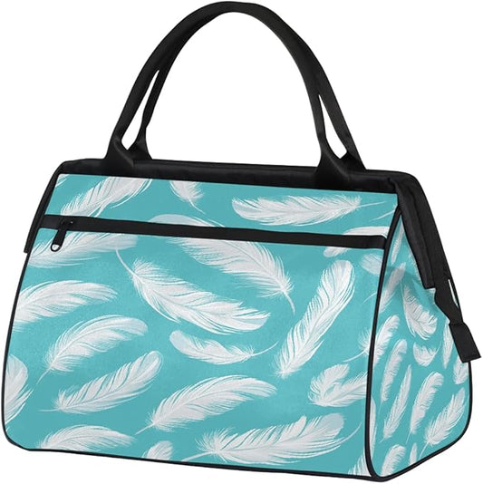 Large Travel Duffle Bag for Women Men,Waterproof Weekender Overnight Bag Carry on Tote Bags for Gym Sport Business Trip,Modern Feather Duffel Bags
