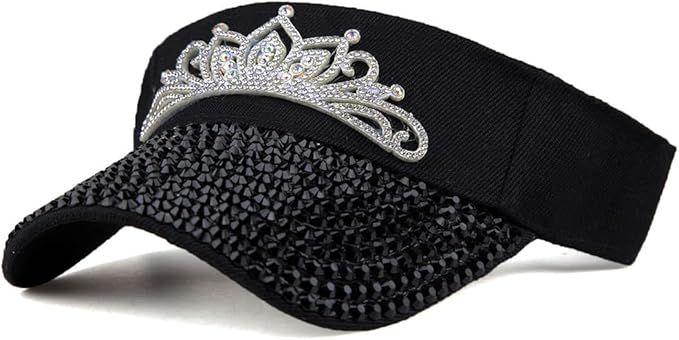 Sparkle Glitter Summer Rhinestone UPF 50+ Bling Ladies Sun Visor for Women Outdoor Sports Fashion Golf Hat