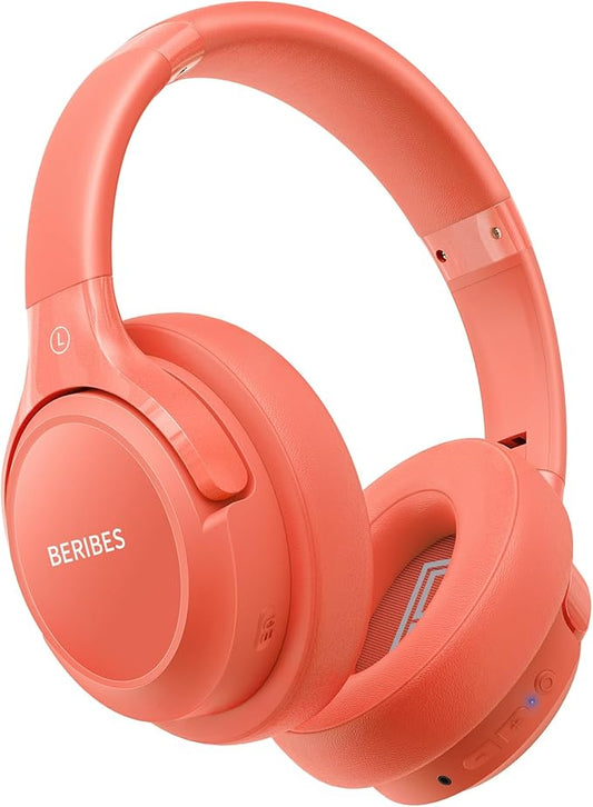 BERIBES Bluetooth Headphones Over Ear, 65H Playtime and 6 EQ Music Modes Wireless Headphones with Microphone, HiFi Stereo Foldable Lightweight Headsets, Deep Bass for Home Office Cellphone PC Ect.