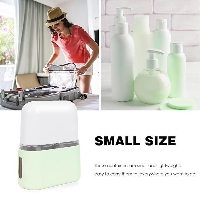 Songaa Travel Bottles for Toiletries - 2 In 1 Travel Size Bottles Travel Shampoo and Conditioner Containers for Toiletries, Refillable Travel Toiletry Bottles with Lid, Travel Accessories - Green