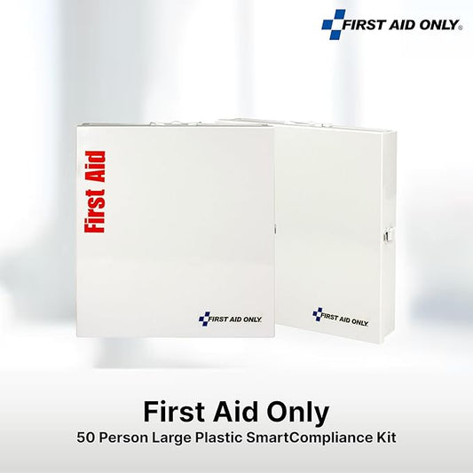 First Aid Only 746000 SmartCompliance 50-Person ANSI A+ and OSHA Compliant First Aid Kit for Business, Large Metal First Aid Cabinet with Medications, 241 Pieces