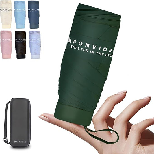 Compact Mini Windproof Travel Umbrella-UPF 50+ Sun & Rain Protection, Small Folding Design Fits in Pocket or Purse, Lightweight Portable with Case for Women, Men & Kids