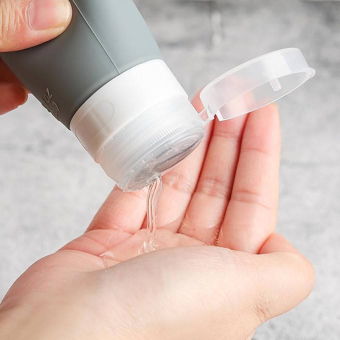 16 Pack Travel Bottles Set - TSA Approved Leak Proof Silicone Squeezable Containers for Toiletries, Conditioner, Shampoo, Lotion & Body Wash Accessories (Black)