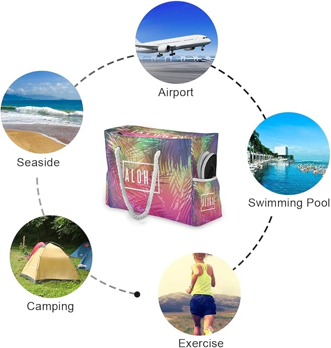 senya Large Beach Shoulder Bags Canvas Tote Water Resistant for Gym Travel Daily