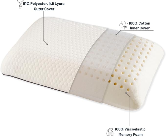 Memory Foam Travel Pillow with Washable Cover & Carry Bag – Compact, Soft & Breathable Neck Pillow for Airplane, Camping & Car (White- with Extra Pink Cotton Cover, 15.7x9.8x3.9 inches)