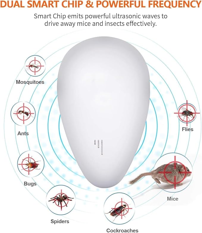 Upgraded Ultrasonic Pest Control Repeller, Ultrasonic Repellent, Insect Indoor Repeller for Bug, Roach, Mouse,Rodent, Insects, Cockroach, Spider, Ant, Mosquito& Rats 6 Packs