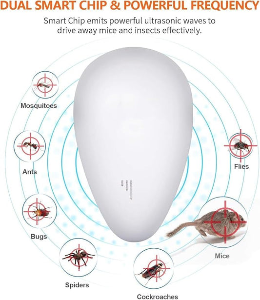 Upgraded Ultrasonic Pest Control Repeller, Ultrasonic Repellent, Insect Indoor Repeller for Bug, Roach, Mouse,Rodent, Insects, Cockroach, Spider, Ant, Mosquito& Rats 6 Packs