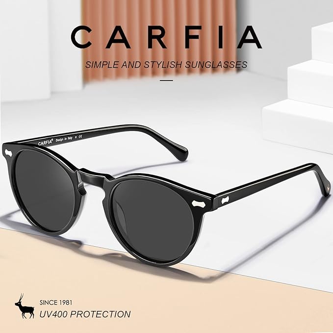 CARFIA Polarized Sunglasses for Women UV Protection Small Face Acetate Frame CA5288