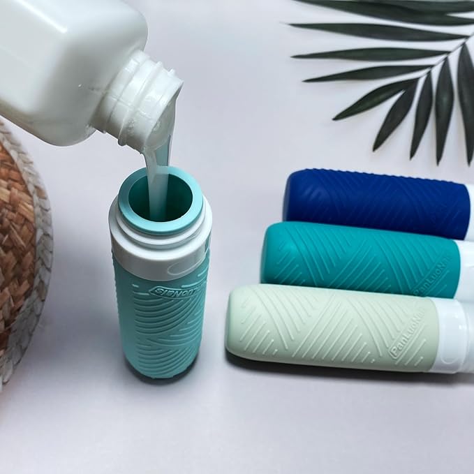 Travel Bottles for Toiletries, Silicone TSA Approved Bottles, Leakproof Shampoo & Toiletry Containers for Airplane, Vacation & Business Trips