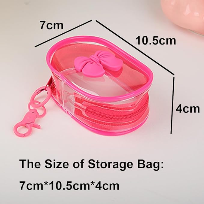 Charging Cable Storage Bag, Cute 3D Bow Tie Waves Design Transparent Compact Travel Cables Carrying Storages Case Electronic Accessories Charger Cord Wire Organizer, Rose Bow