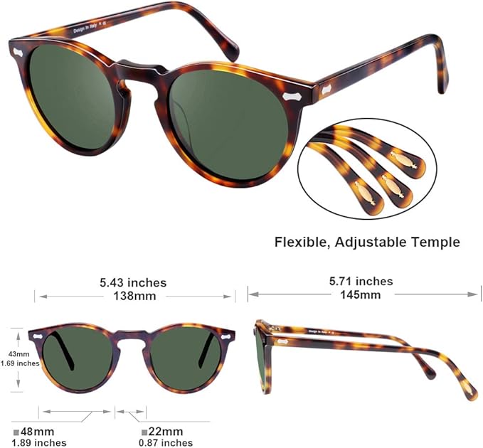 CARFIA Polarized Sunglasses for Women UV Protection Small Face Acetate Frame CA5288