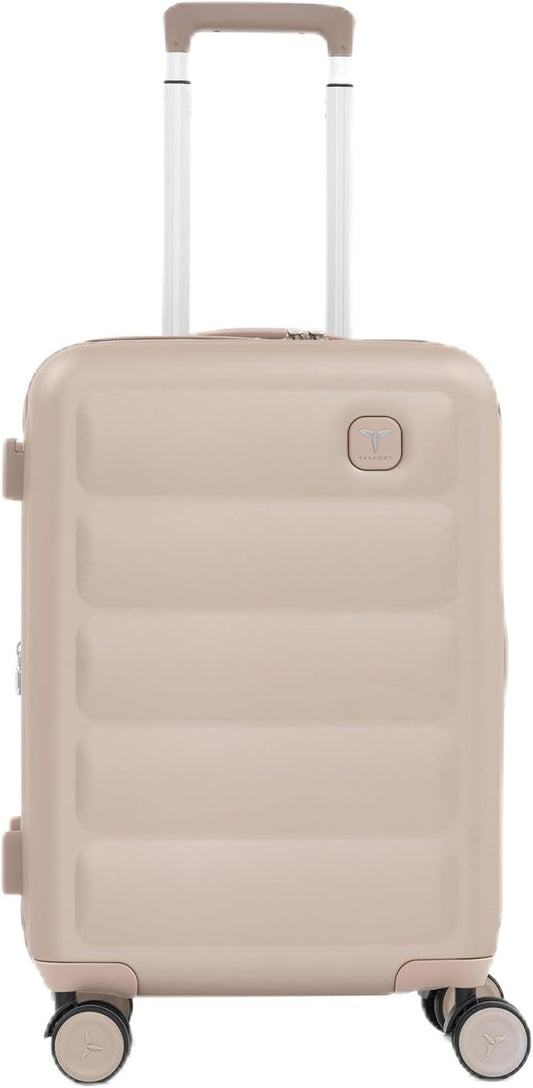 Tesport 22in Hard Shell Carry-On Luggage with Spinner Wheels, Lightweight PC Expandable Carry-On Suitcase with TSA Lock, Built-in Cup Holder, Champagne